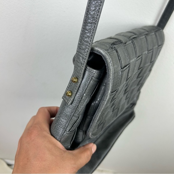 Sharif Vintage Leather Basket Weave Purse gray - Picture 5 of 10